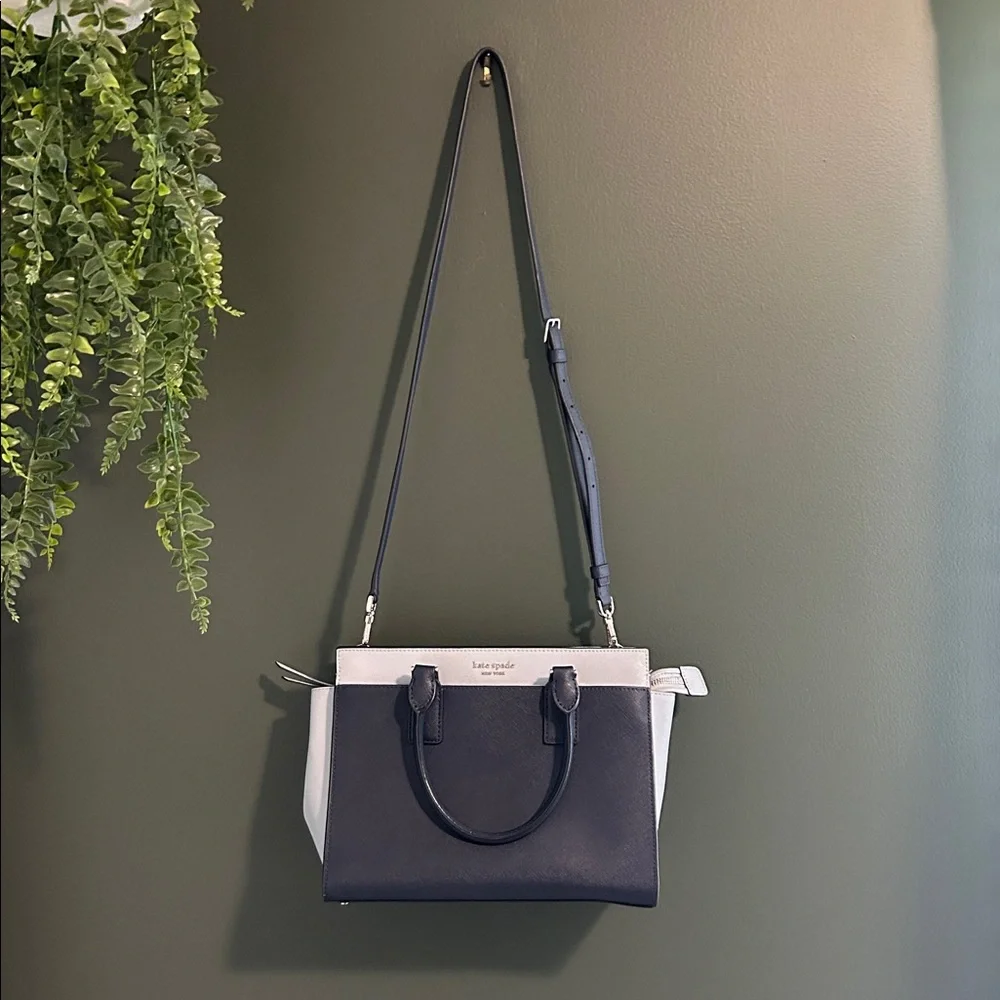 kate spade Black and White Colorblock Leather Shoulder Bag